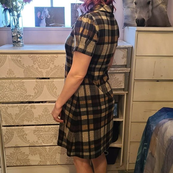 Jessica Howard size M plaid brown and beige office dress - Picture 2 of 2